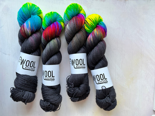 Nebula from the 4ply sock yarn collection by the hand dyed yarn expert, The Wool Kitchen