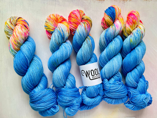 Day at the Beach from the 4ply Sock Collection by the hand dyed yarn expert, The Wool Kitchen.