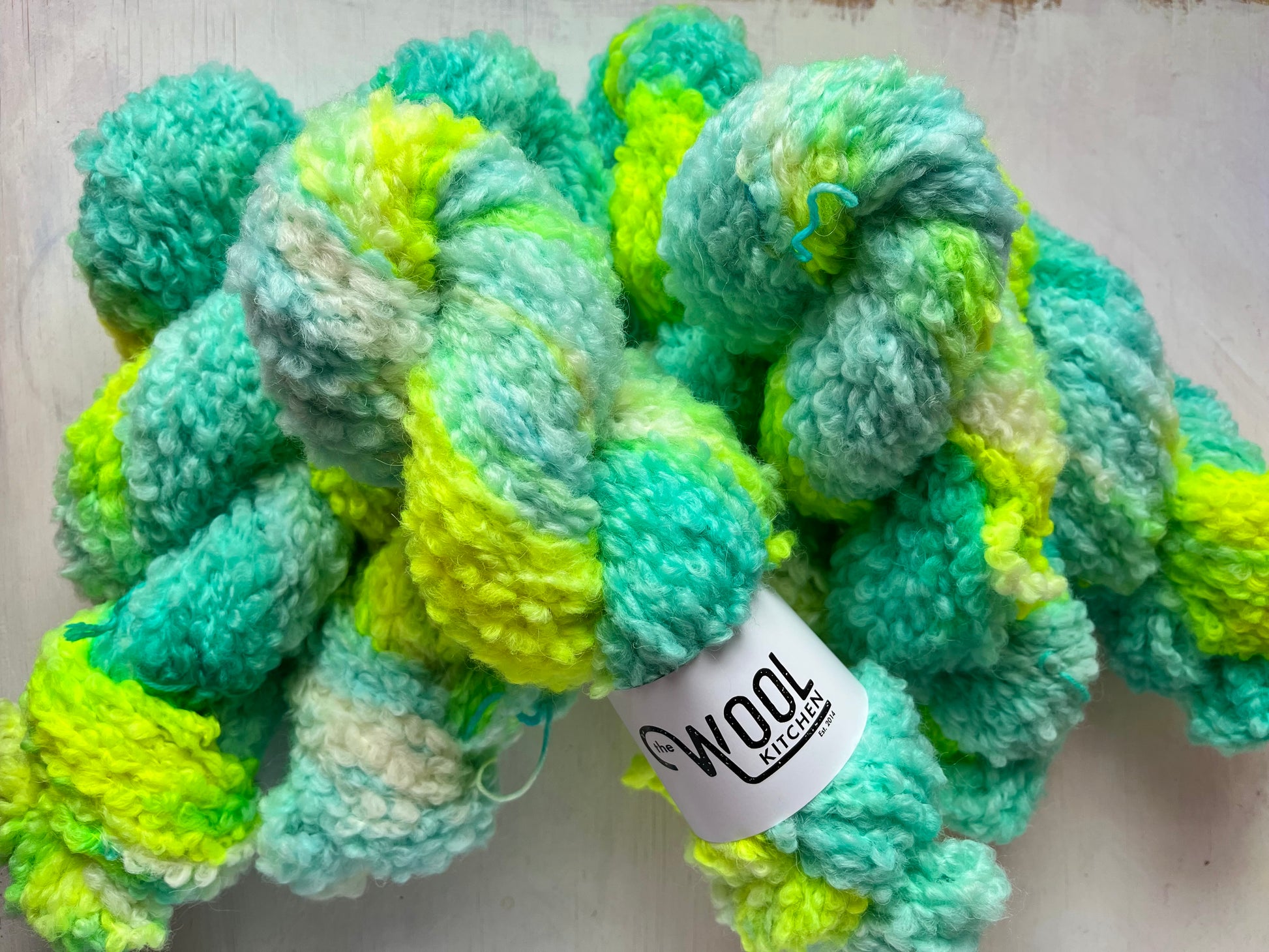 Teddy in the sea chunky boucle from the find the teddy collection by the hand dyed yarn expert, The Wool Kitchen