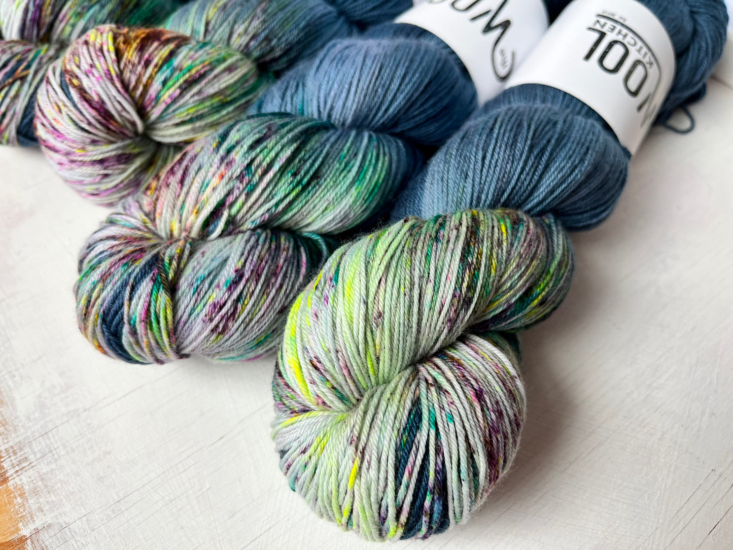 Stardust Zip Yarn from the 4ply sock collection by the hand dyed yarn expert, The Wool Kitchen