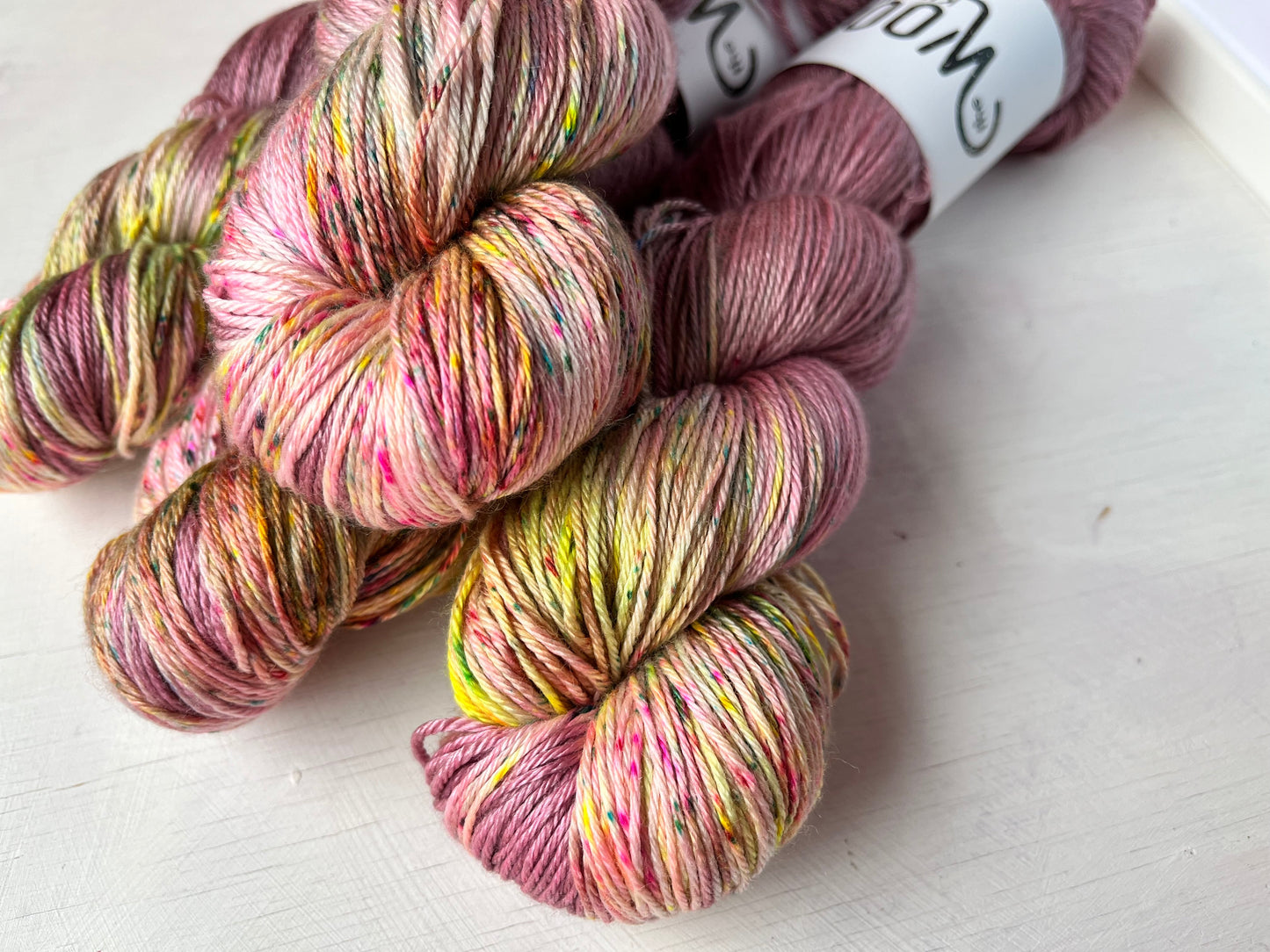 Close up of At Sunset from the Luxury 4ply Merino Silk collection by the hand dyed yarn expert, The Wool Kitchen.