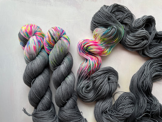 Heterochromia from the 4ply sock yarn collection by the hand dyed yarn expert, The Wool Kitchen