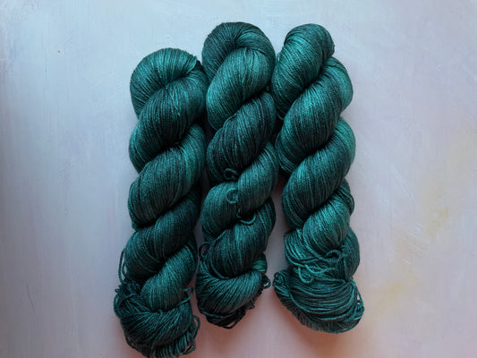 Forever Frida yarn from the Luxury 4ply Merino Silk collection by the hand dyed yarn expert, The Wool Kitchen