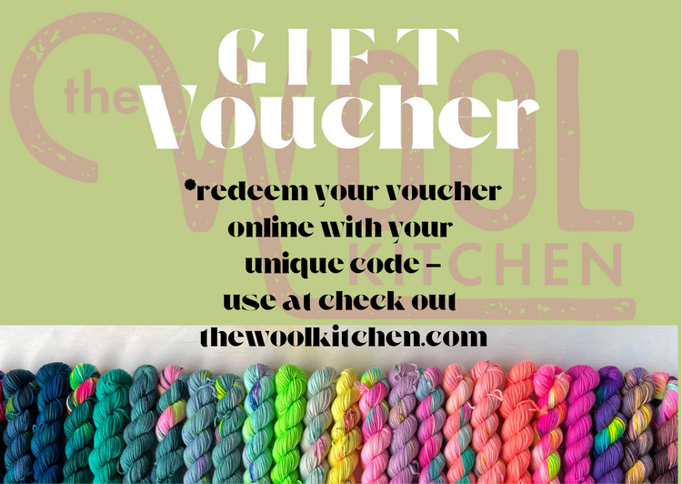 Gift Voucher, Gift Card, Voucher Code for the home of hand dyed yarns, The Wool Kitchen