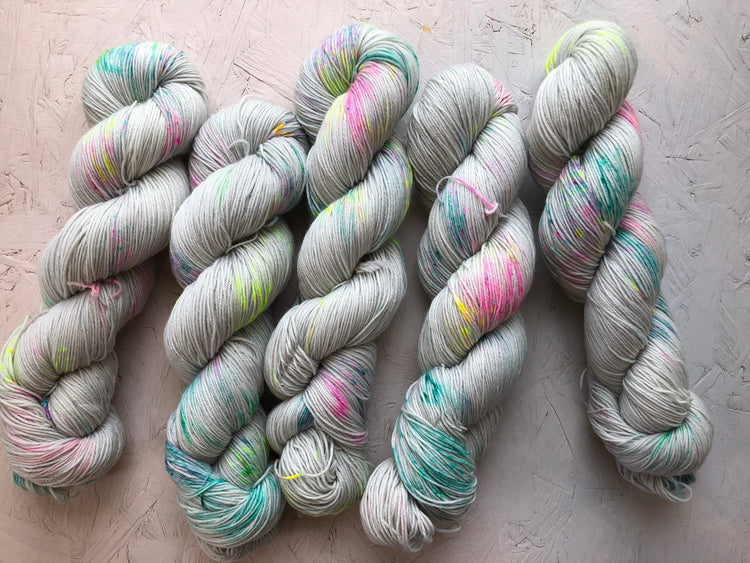 Hand dyed Merino Nylon, 4ply sock yarn collection from the yarn expert, The Wool Kitchen