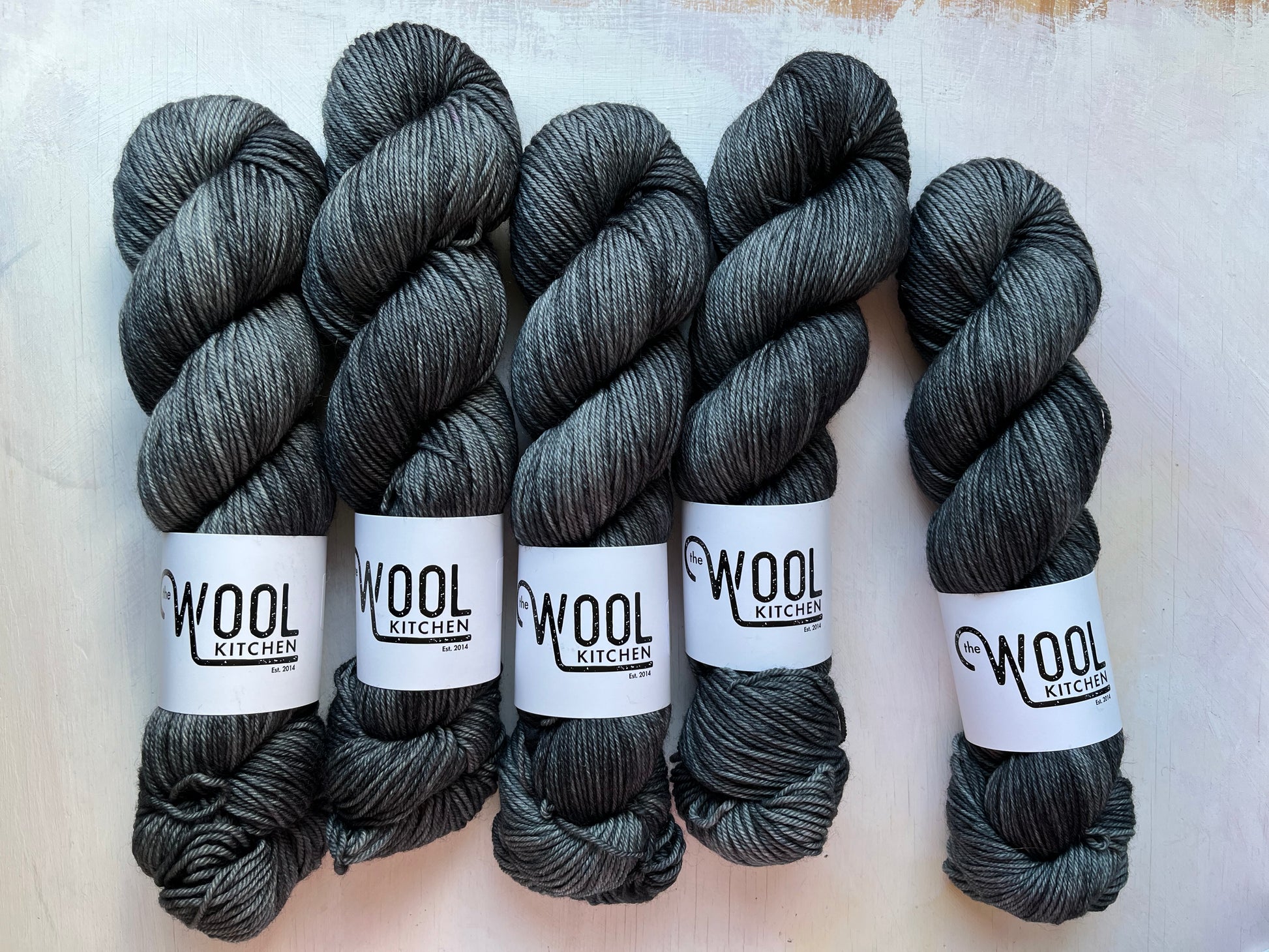 Ground Grey from the BFL DK Wool collection by the hand dyed yarn expert, The Wool Kitchen. 