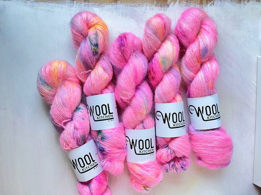 Love Hearts from the Kid Mohair Silk Lace collection by the hand dyed yarn expert, The Wool Kitchen.