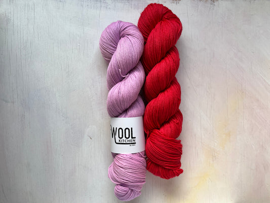 SALE Sock Mix Duo | Lilac, Red | 4ply sock