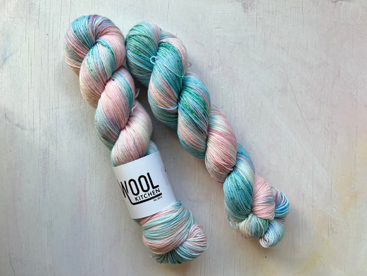 Spider Lily from the Floral Fade 2 botanicals edition monthly yarn club in 4ply sock yarn by the hand dyed yarn expert, The Wool Kitchen.