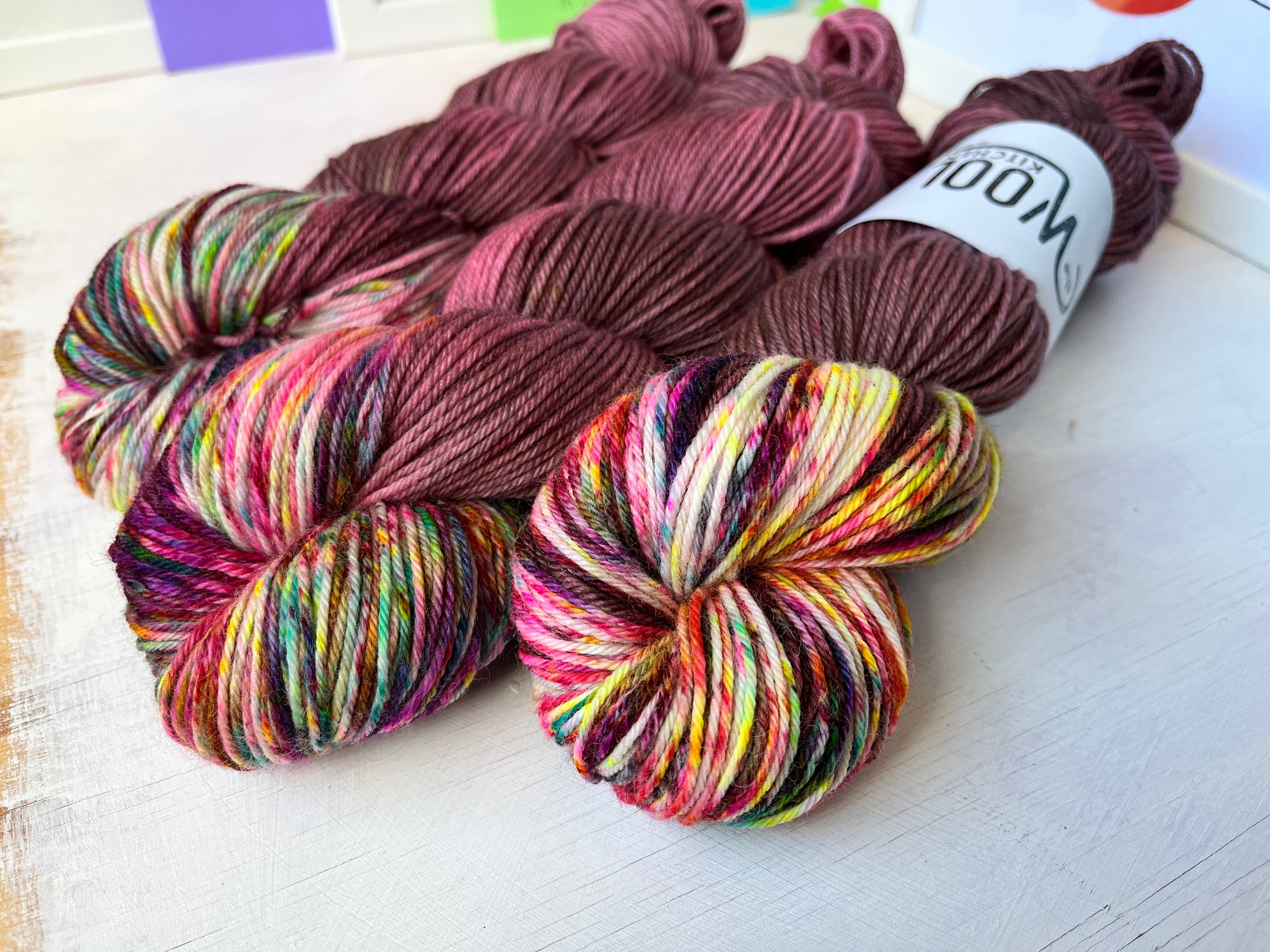 Close up of At Sunset from the BFL DK Wool collection by the hand dyed yarn expert, The Wool Kitchen.