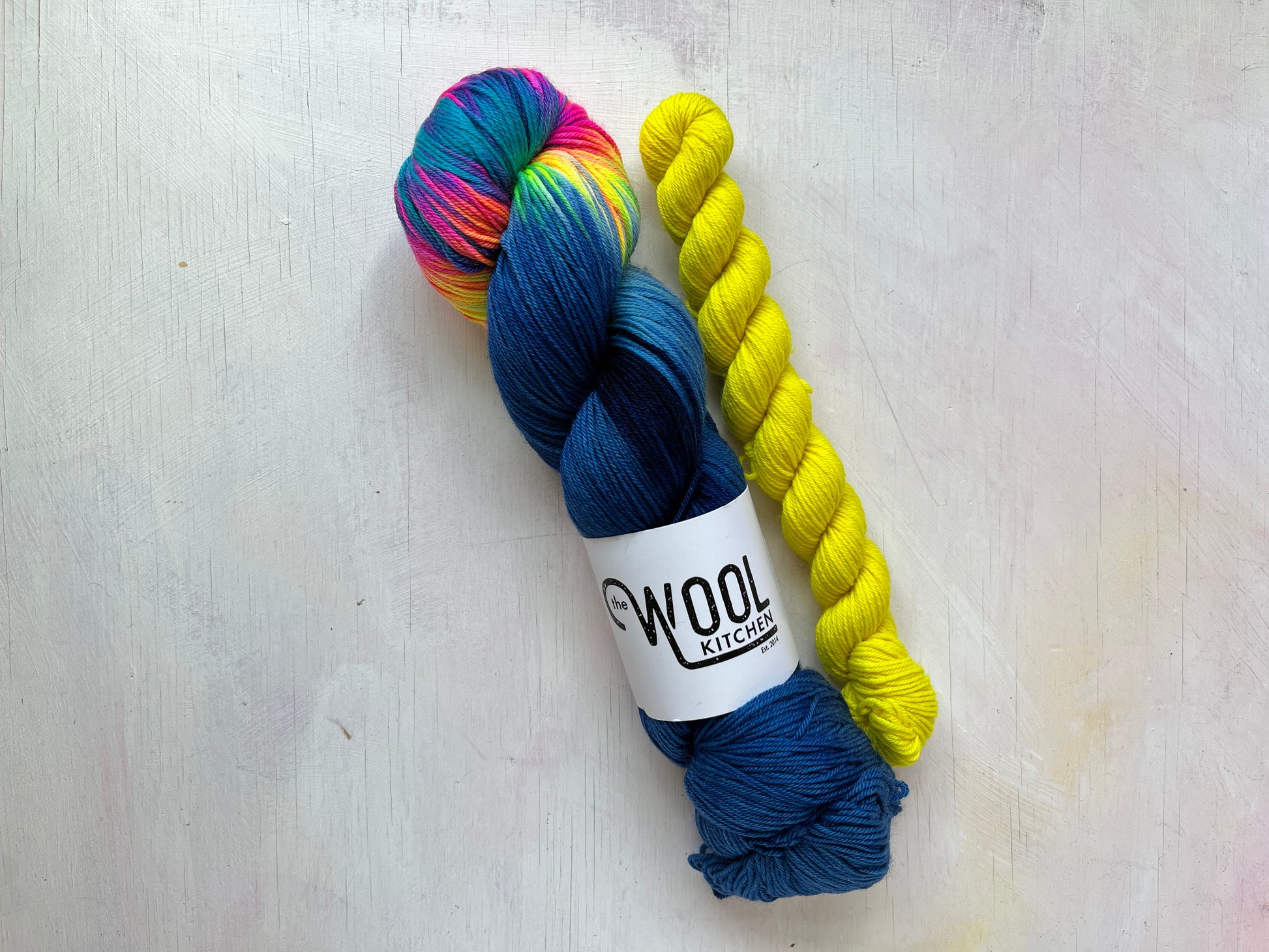 Zip Wave Sock Set with yellow mini skein from the 4ply Sock Set 