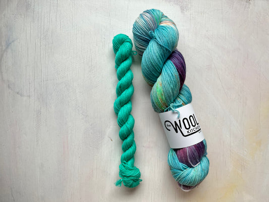 Blue Poppy from the Floral Fade 2 Botanicals monthly yarn club in Luxury 4ply Merino Silk 