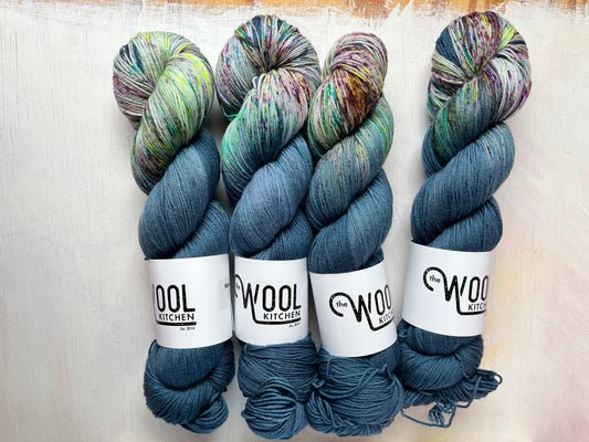 Stardust Zip Yarn from the 4ply sock collection by the hand dyed yarn expert, The Wool Kitchen
