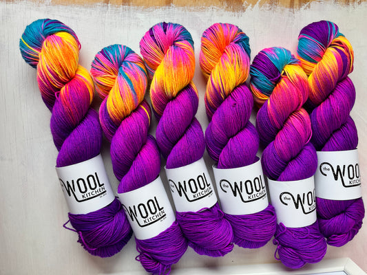 Batch 2 Space Cowboy from the 4ply Merino Sock collection by the hand dyed expert, The Wool Kitchen