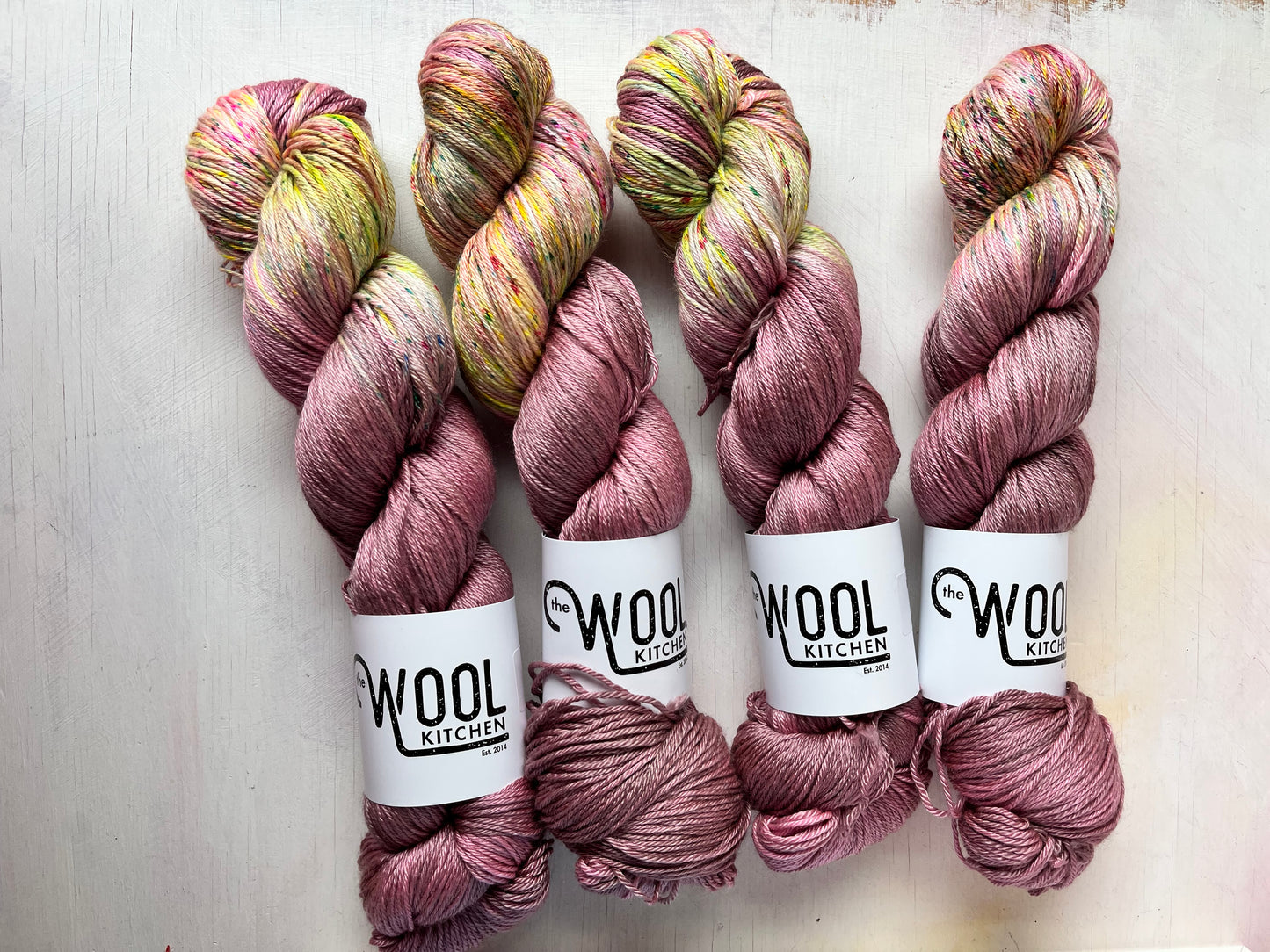 At Sunset from the Luxury 4ply Merino Silk collection by the hand dyed yarn expert, The Wool Kitchen.