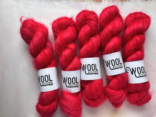 Hot Sauce from the Kid Mohair Silk collection by the hand dyed yarn expert, The Wool Kitchen