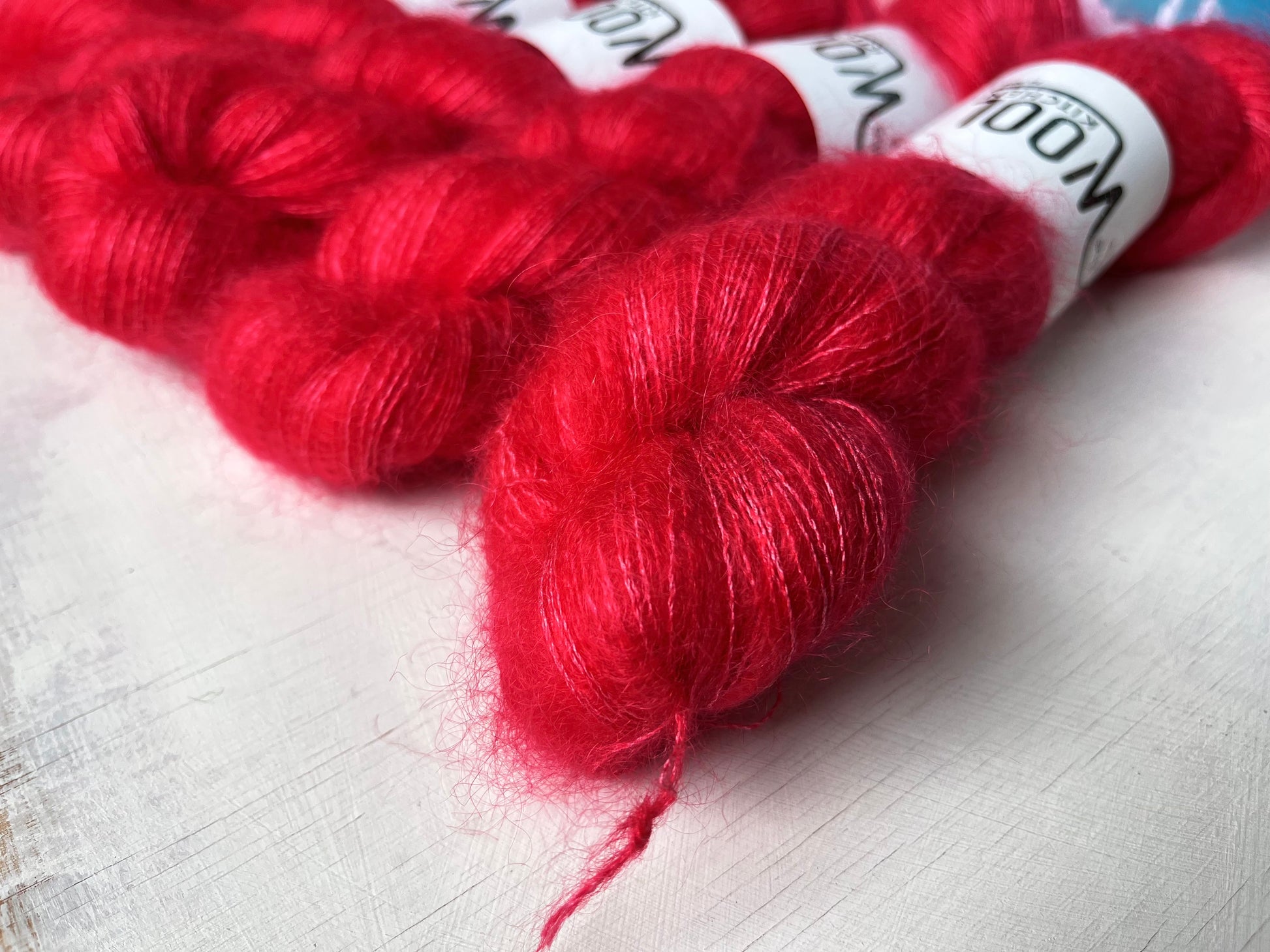 Close up of Hot Sauce from the Kid Mohair Silk collection by the hand dyed yarn expert, The Wool Kitchen