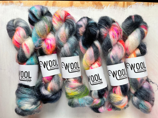 Orion Nebula from the Mohair Silk collection by the hand dyed yarn expert, The Wool Kitchen