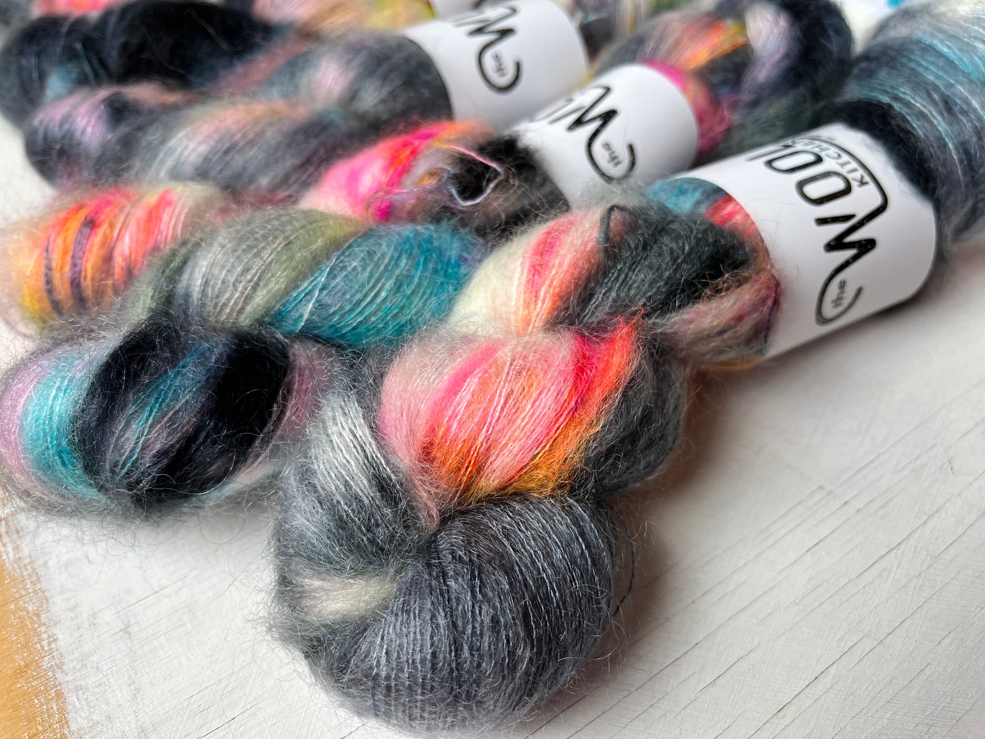 Close up Orion Nebula from the Mohair Silk collection by the hand dyed yarn expert, The Wool Kitchen
