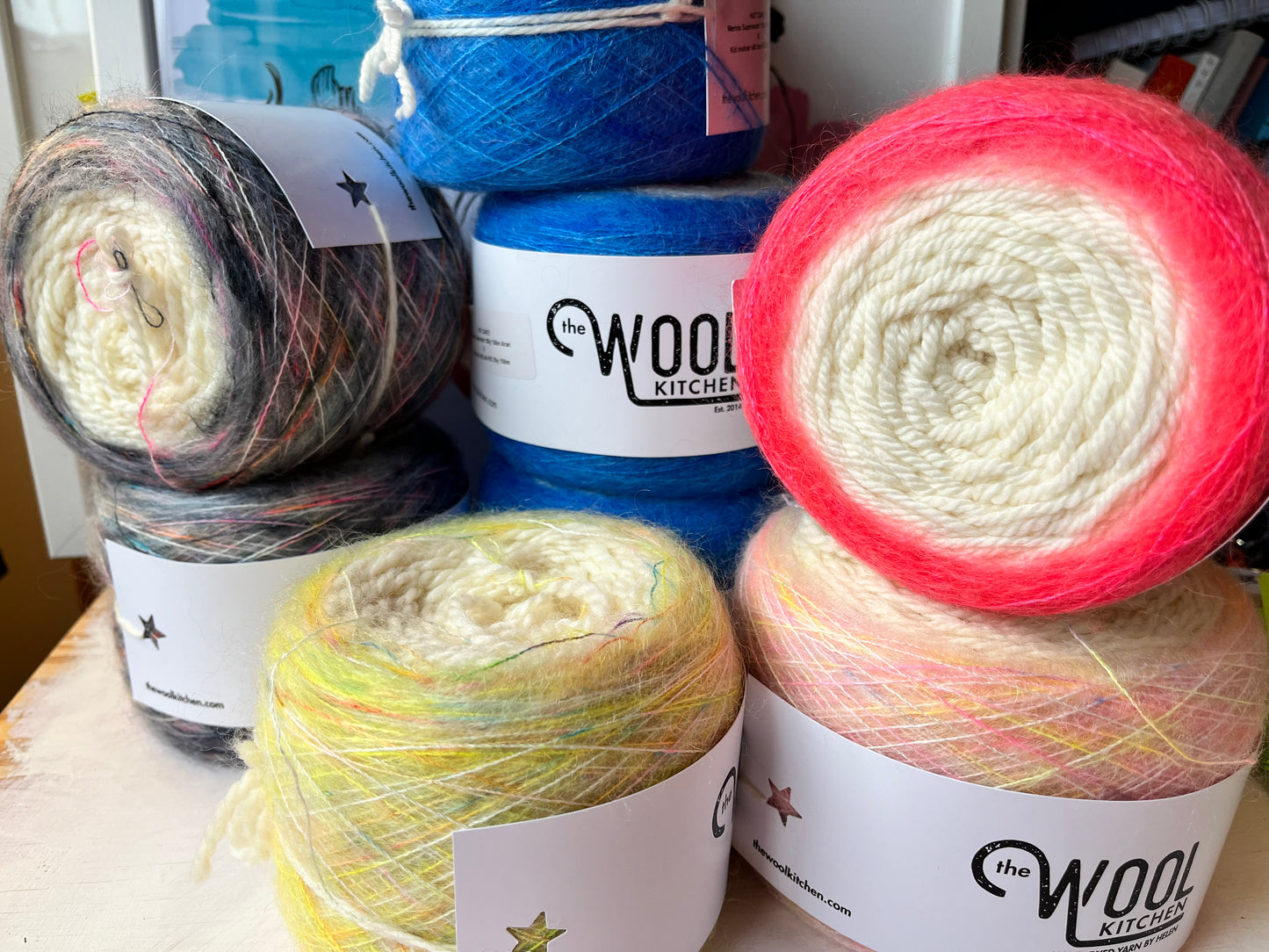 Aran Hat Cakes | Aran & Hand dyed Mohair Silk