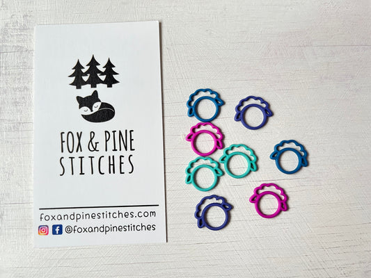 Colourful sheep closed ring stitch markers from the Accessories collection by the hand dyed yarn expert, The Wool Kitchen