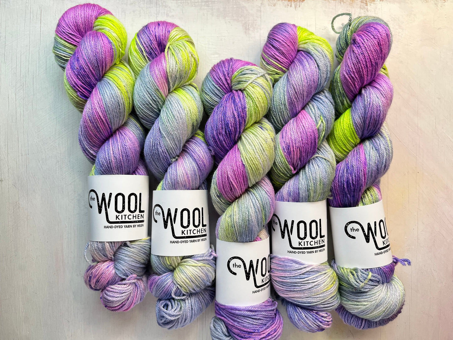 Artichoke from the Floral Fade 2 Botanicals monthly yarn club in Luxury 4ply Merino Silk yarn by the hand dyed yarn expert, The Wool Kitchen 