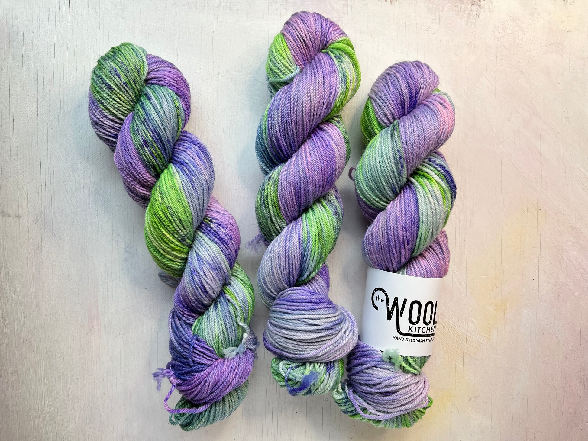 Artichoke from the Floral Fade 2 Botanicals monthly yarn club in BFL DK Wool by the hand dyed yarn expert, The Wool Kitchen 