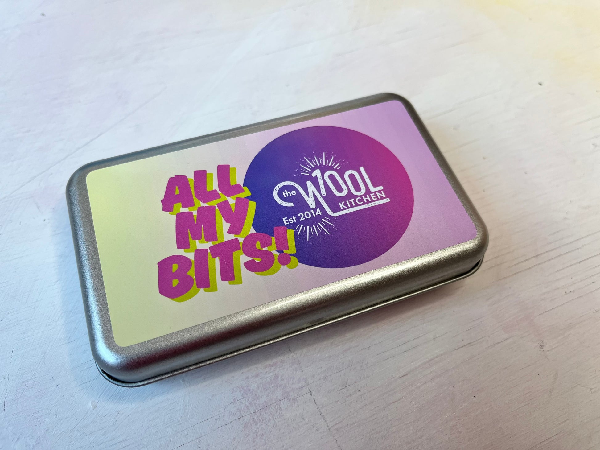 Closed Empty Super Useful Notions Tin from the Accessories and Helen's must haves collection by the hand dyed yarn expert, The Wool Kitchen