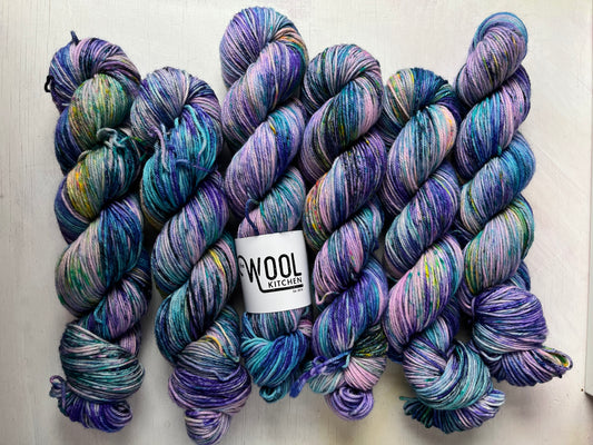 Witches Thimbles yarn from the BFL DK Wool collection by the hand dyed yarn expert, The Wool Kitchen.