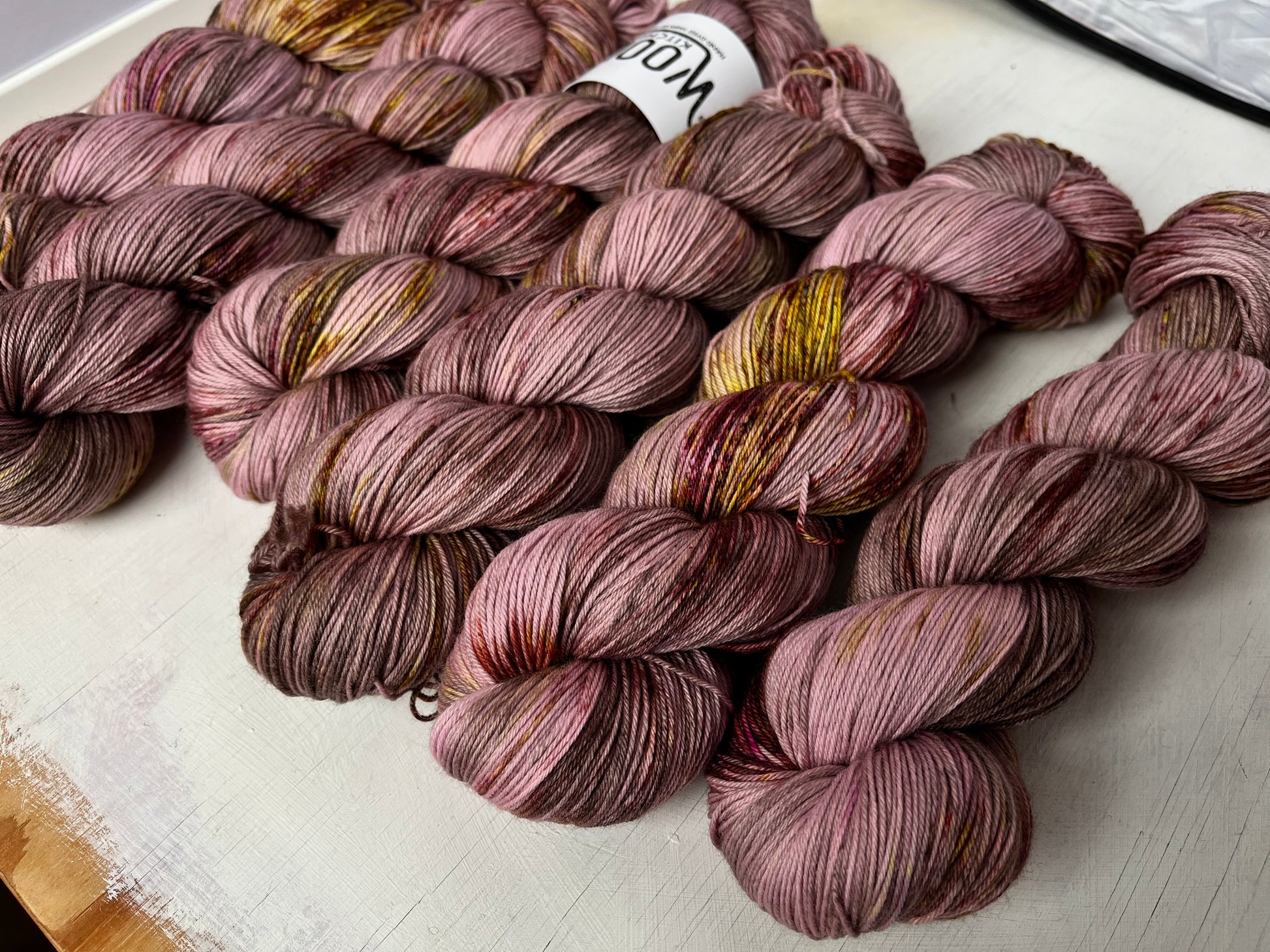 Close up Image 1 on 4ply Sock from the Seashells Monthly Yarn club by the hand dyed yarn expert, The Wool Kitchen. 
