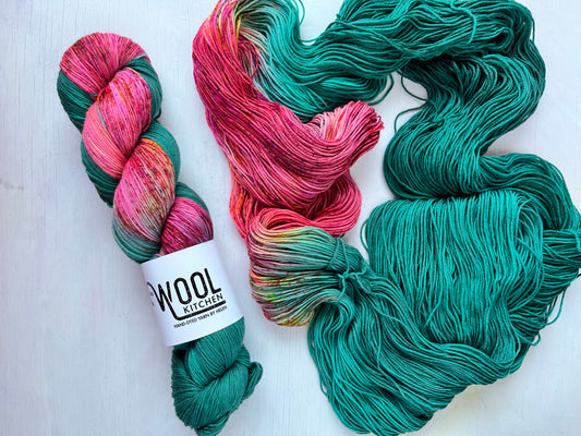 Yarn Elixir Assigned Pooling Long Zip Yarn 4ply Merino Sock from the hand dyed yarn expert, the Wool Kitchen