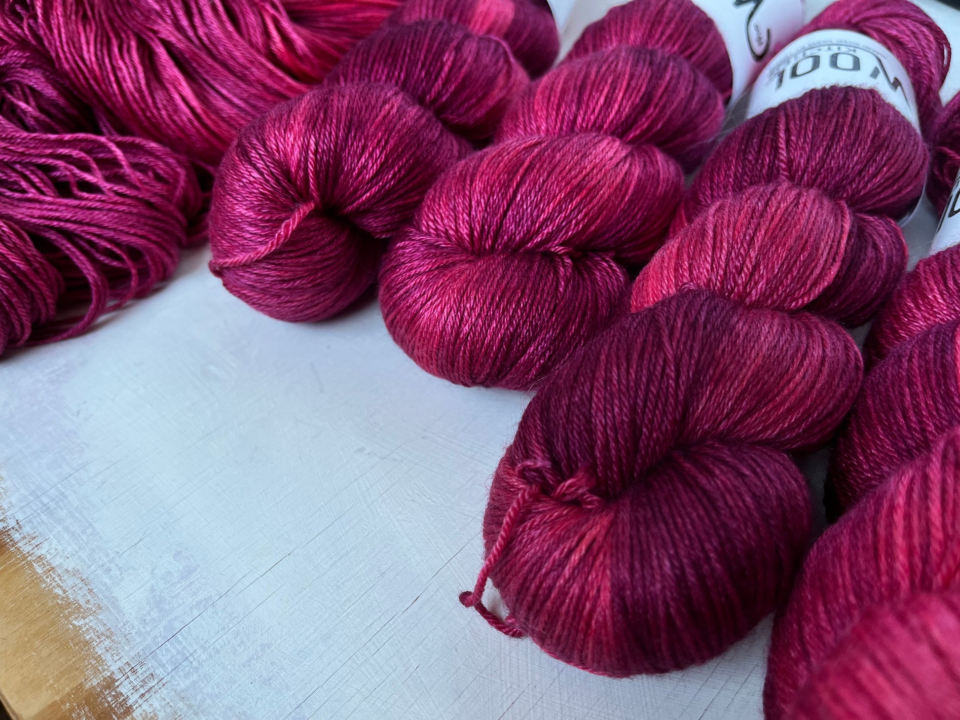 Close up of Nightlily from the Luxury 4ply Merino Silk Collection by the hand dyed yarn expert, The Wool Kitchen.
