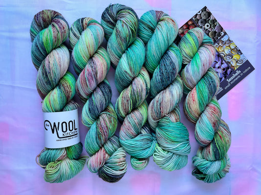 Image 3 on 4ply Sock from the Seashells Monthly Yarn club by the hand dyed yarn expert, The Wool Kitchen. 