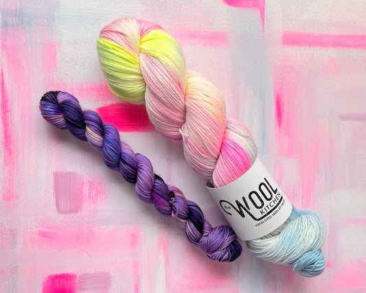 Summer Solstice sock set from the 4ply sock yarn collection by the hand dyed yarn expert, The Wool Kitchen