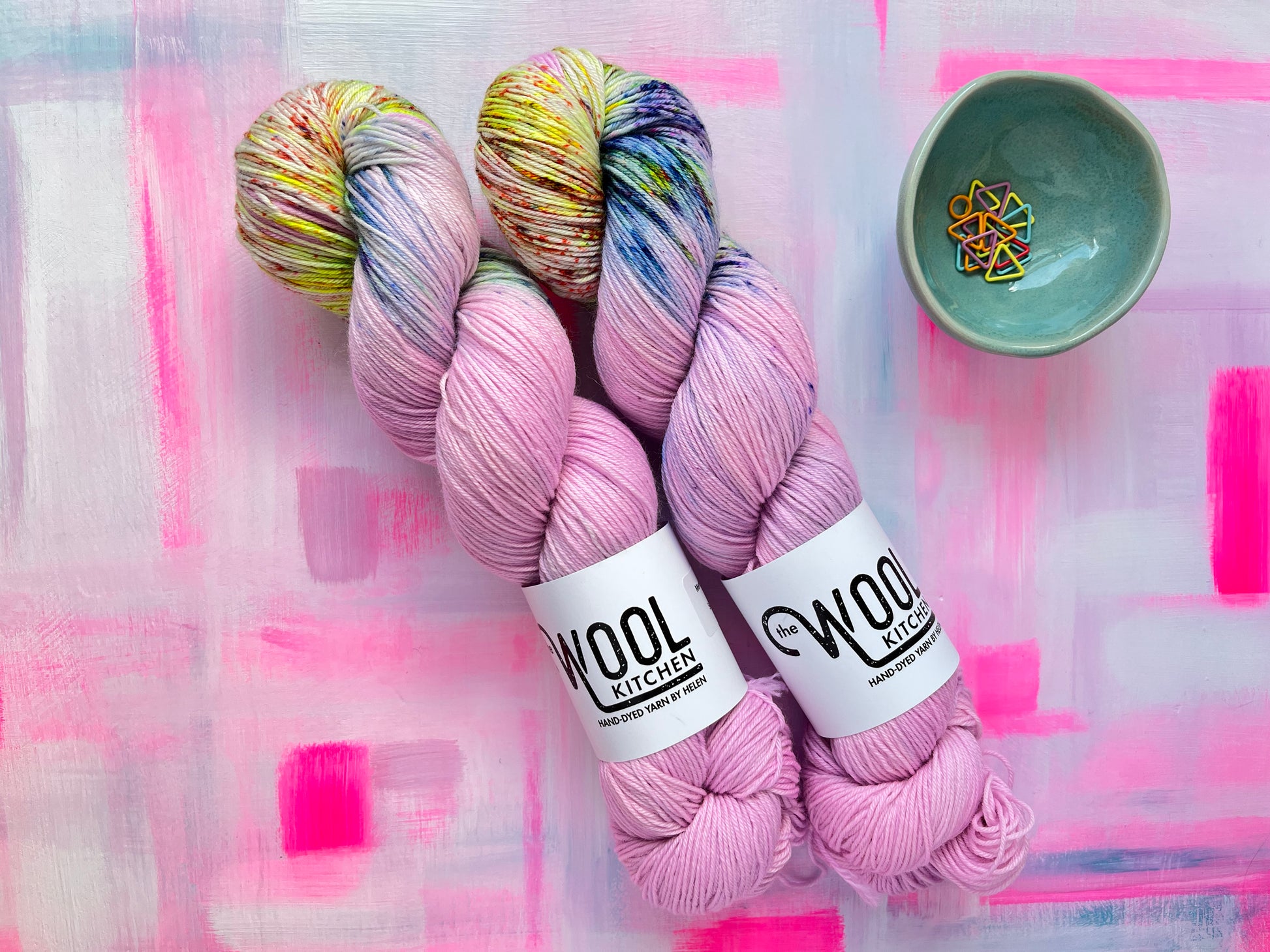 Two skeins of Image 5 on 4ply Sock from the Seashells Monthly Yarn club by the hand dyed yarn expert, The Wool Kitchen. 