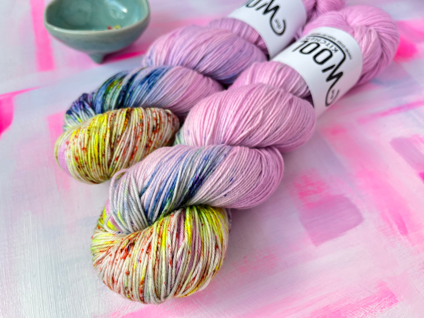 Close up of Image 5 on 4ply Sock from the Seashells Monthly Yarn club by the hand dyed yarn expert, The Wool Kitchen. 