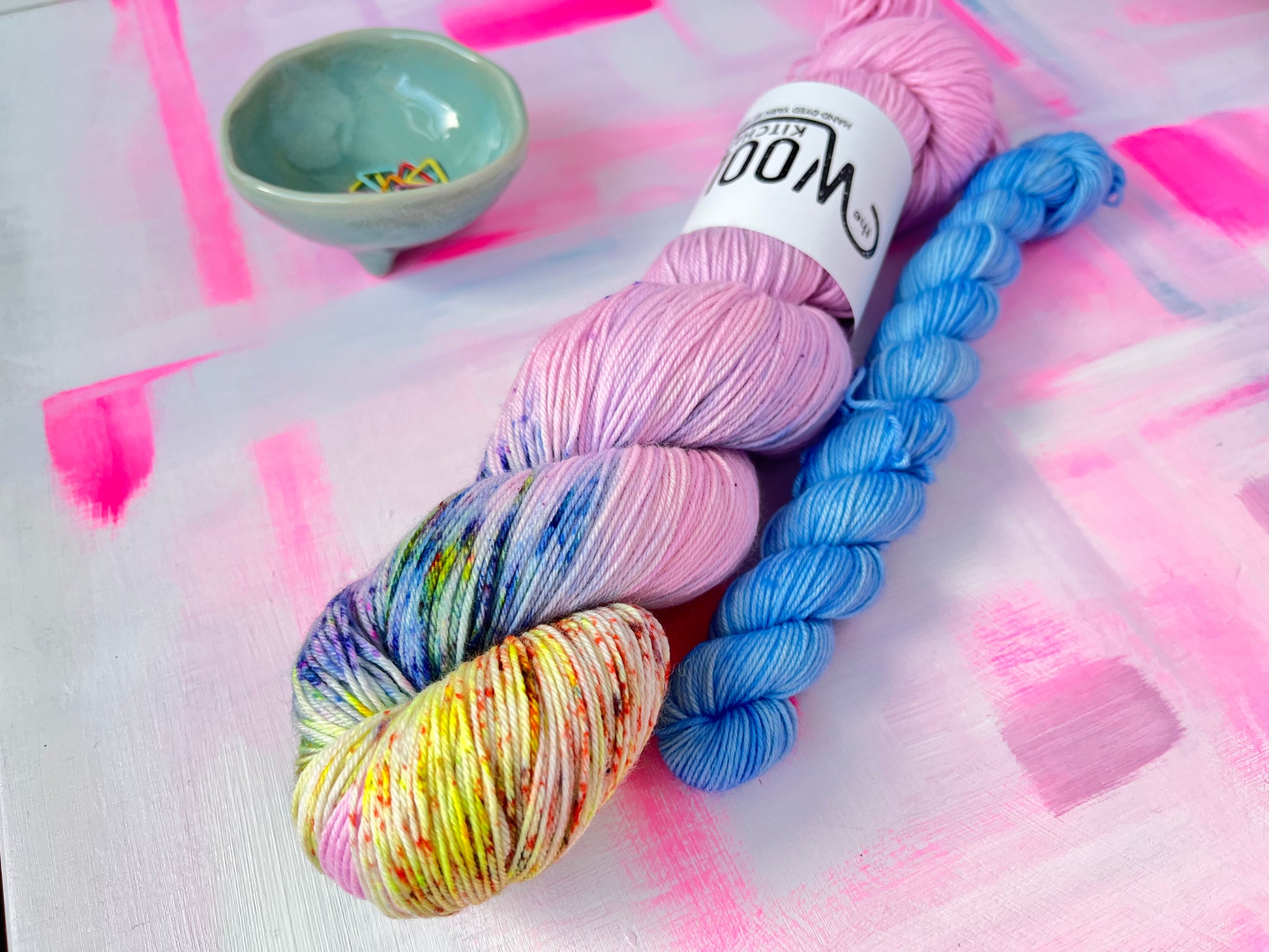 Close up of the zip end of the Image 5 Sock Set on 4ply Sock from the Seashells Monthly Yarn club by the hand dyed yarn expert, The Wool Kitchen. 