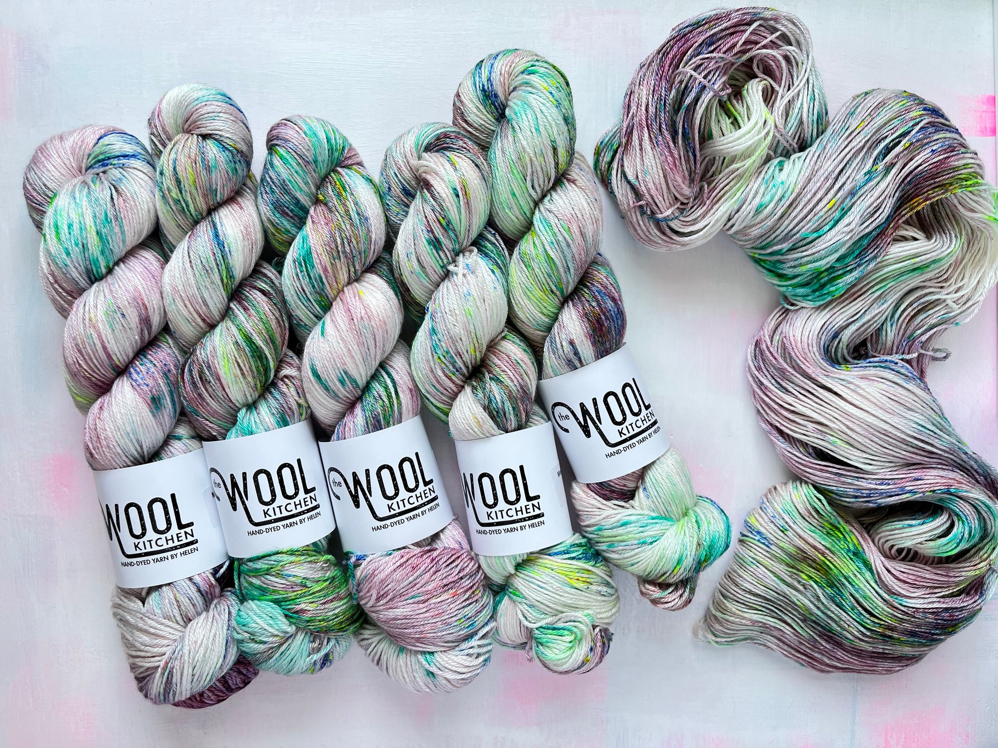 Sea Glass from the Luxury 4ply Merino Silk collection by the hand dyed yarn expert, The Wool Kitchen.
