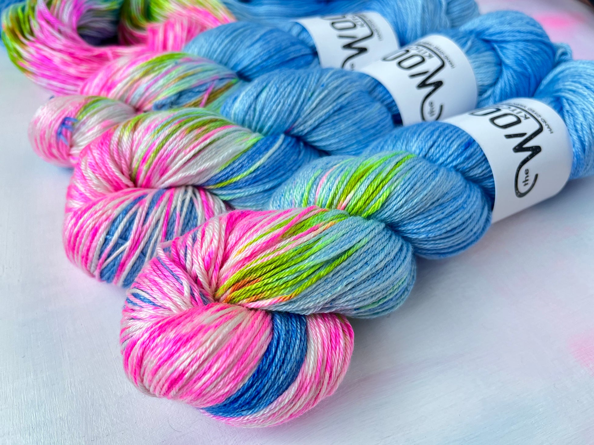 Close up of Cherry Blossom from the Luxury 4ply merino silk collection by the hand dyed yarn expert The Wool Kitchen