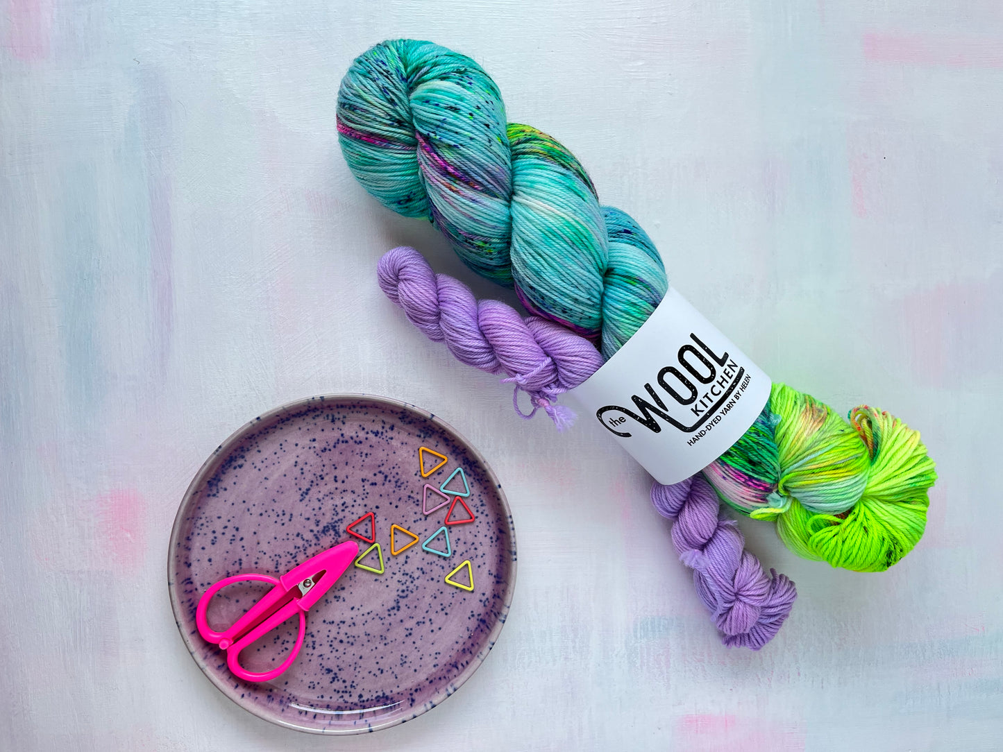 Lilac Mini Speckled Variegated Sock Set from the 4ply Sock Set collection by the hand dyed yarn expert, The Wool Kitchen.