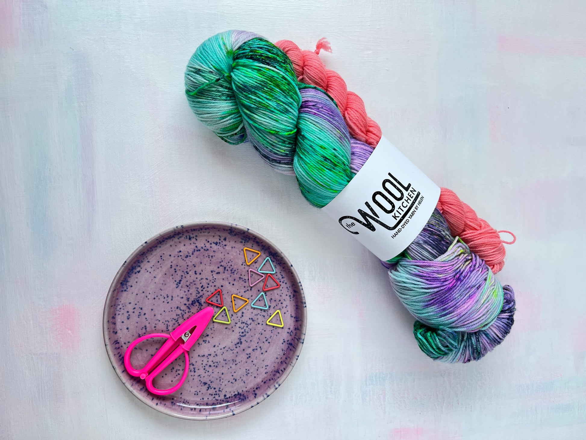 Peach Mini Speckled Variegated Sock Set from the 4ply Sock Set collection by the hand dyed yarn expert, The Wool Kitchen.