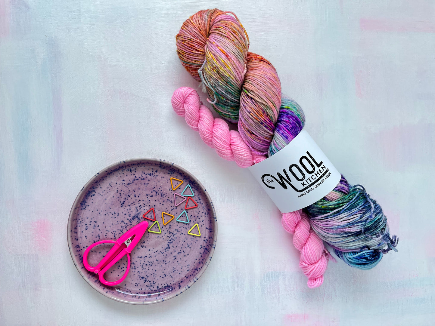 Pink Mini Speckled Variegated Sock Set from the 4ply Sock Set collection by the hand dyed yarn expert, The Wool Kitchen.