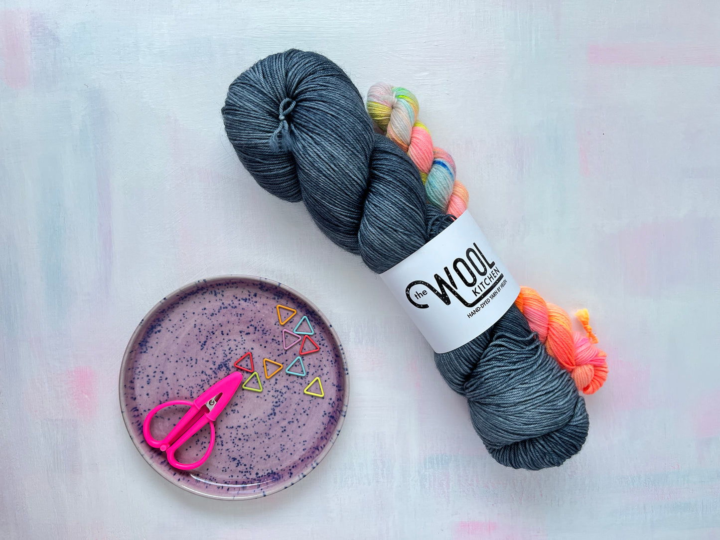 Semi Solid Grey with Orange Variegated Mini Sock Set from the 4ply Sock Set collection by the hand dyed yarn expert, The Wool Kitchen.