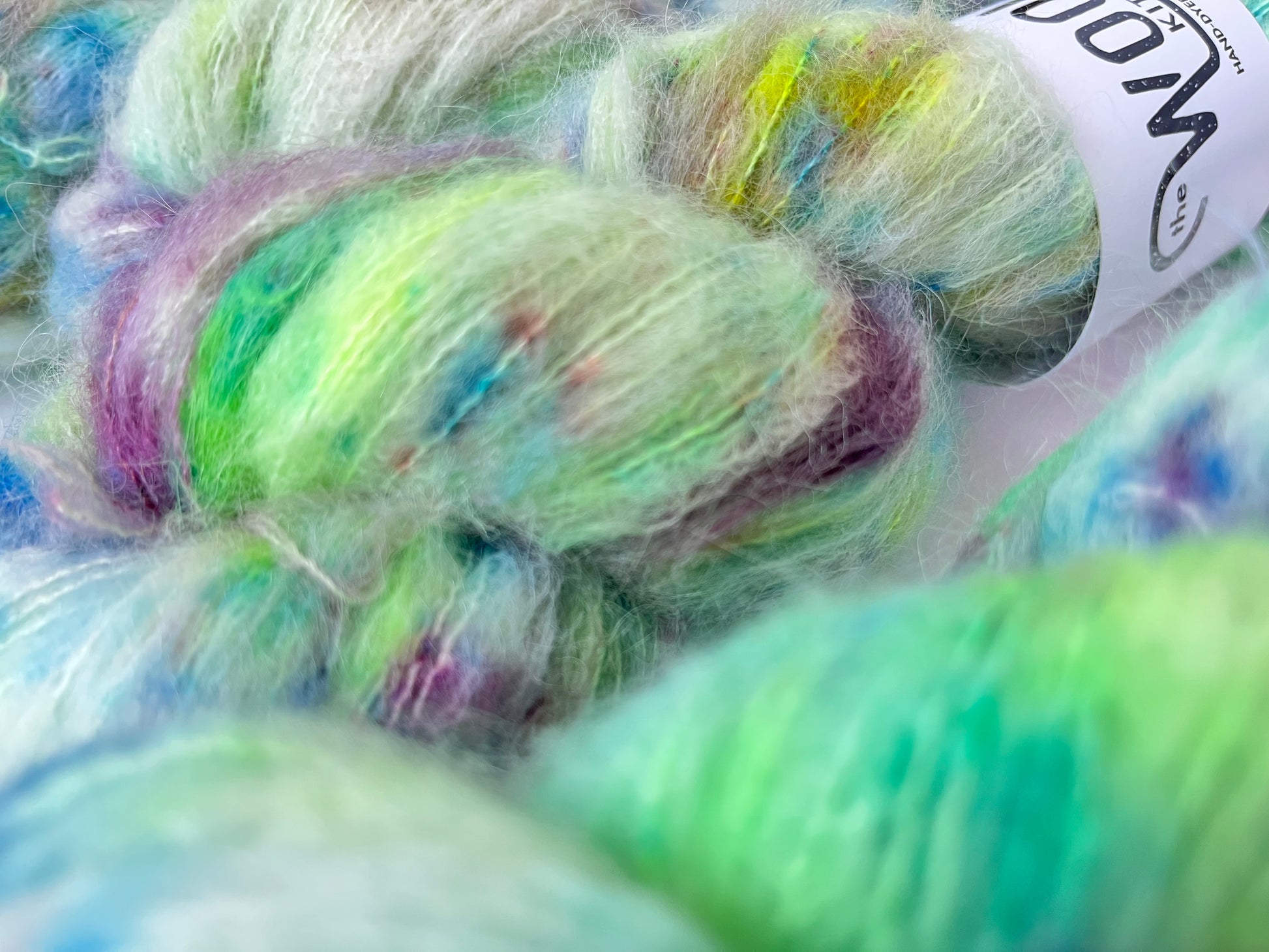 extreme Close up of Sea Glass from the Suri Silk Lace collection by the hand dyed yarn expert, The Wool Kitchen