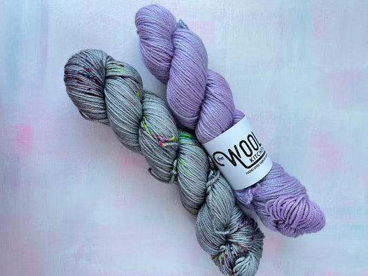 SALE 2 skeins Lilac Love & Skyfall Bundle | Luxury BFL & Silk DK Wool