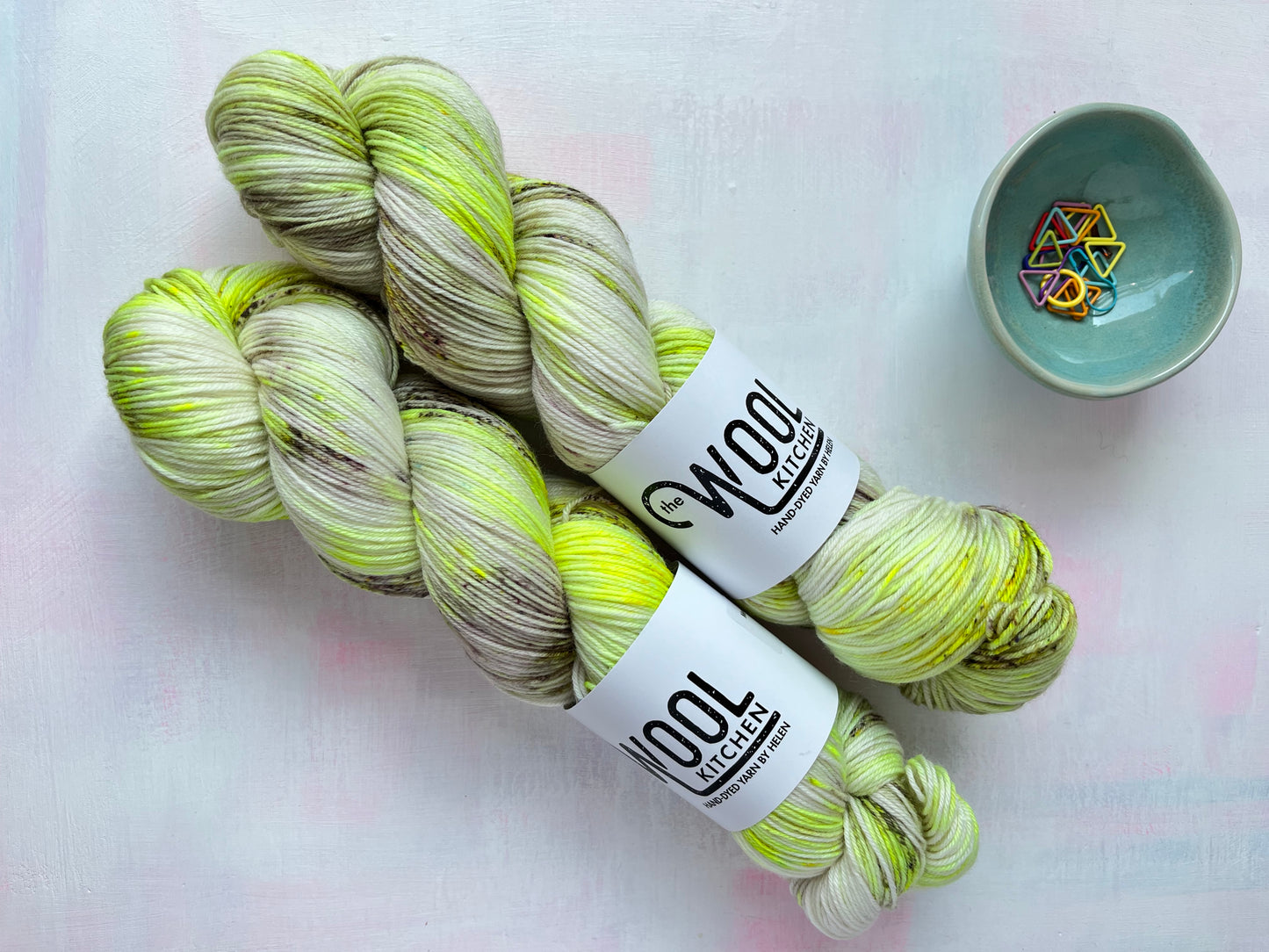 Two skeins of Image 6 on 4ply Sock from the Seashells Monthly Yarn club by the hand dyed yarn expert, The Wool Kitchen. 