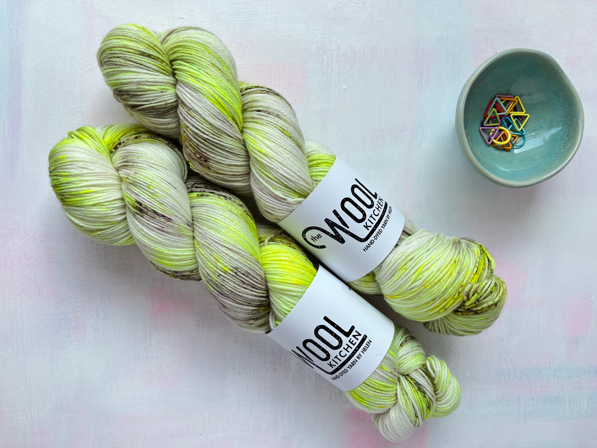 Two skeins of Image 6 on 4ply Sock from the Seashells Monthly Yarn club by the hand dyed yarn expert, The Wool Kitchen. 