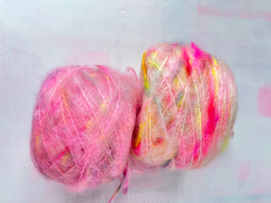 SALE BUY MY BALLS! 2 x100g Cake Neon Only & Love Hearts Big Fluff | DK Mohair