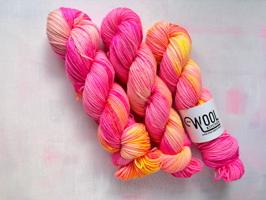 July from the Floral Fade 3 Fungi monthly yarn club in BFL DK Wool by the hand dyed yarn expert, The Wool Kitchen 