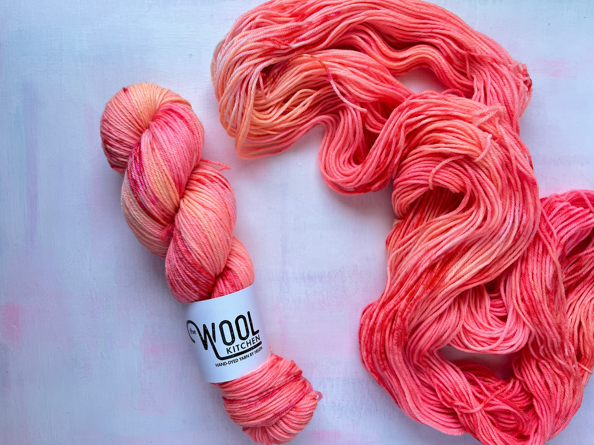 August from the Floral Fade 3 Fungi monthly yarn club in BFL DK Wool by the hand dyed yarn expert, The Wool Kitchen 
